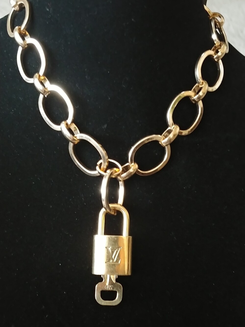Louis Vuitton Gold-Tone Padlock Link Necklace